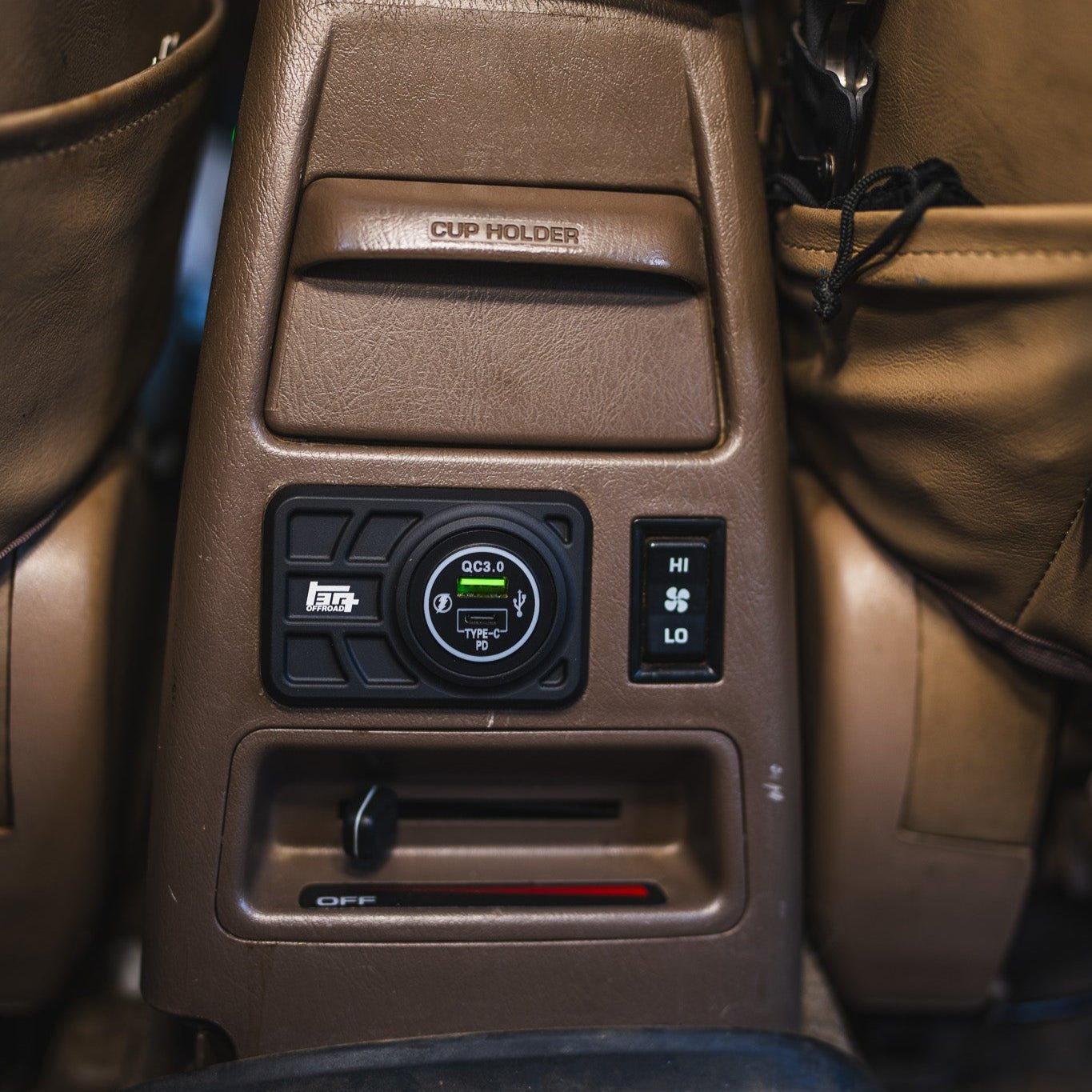Center Console USB 12V Power Panel | Billet Aluminum | Replaces Ashtray | 1996 - 2002 4Runner - TEQ Offroad