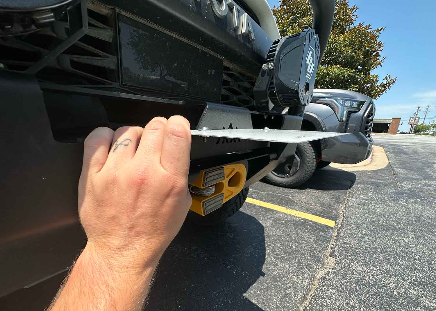 Flip Up Front License Plate Holder - Hawse Fairlead - TEQ Offroad