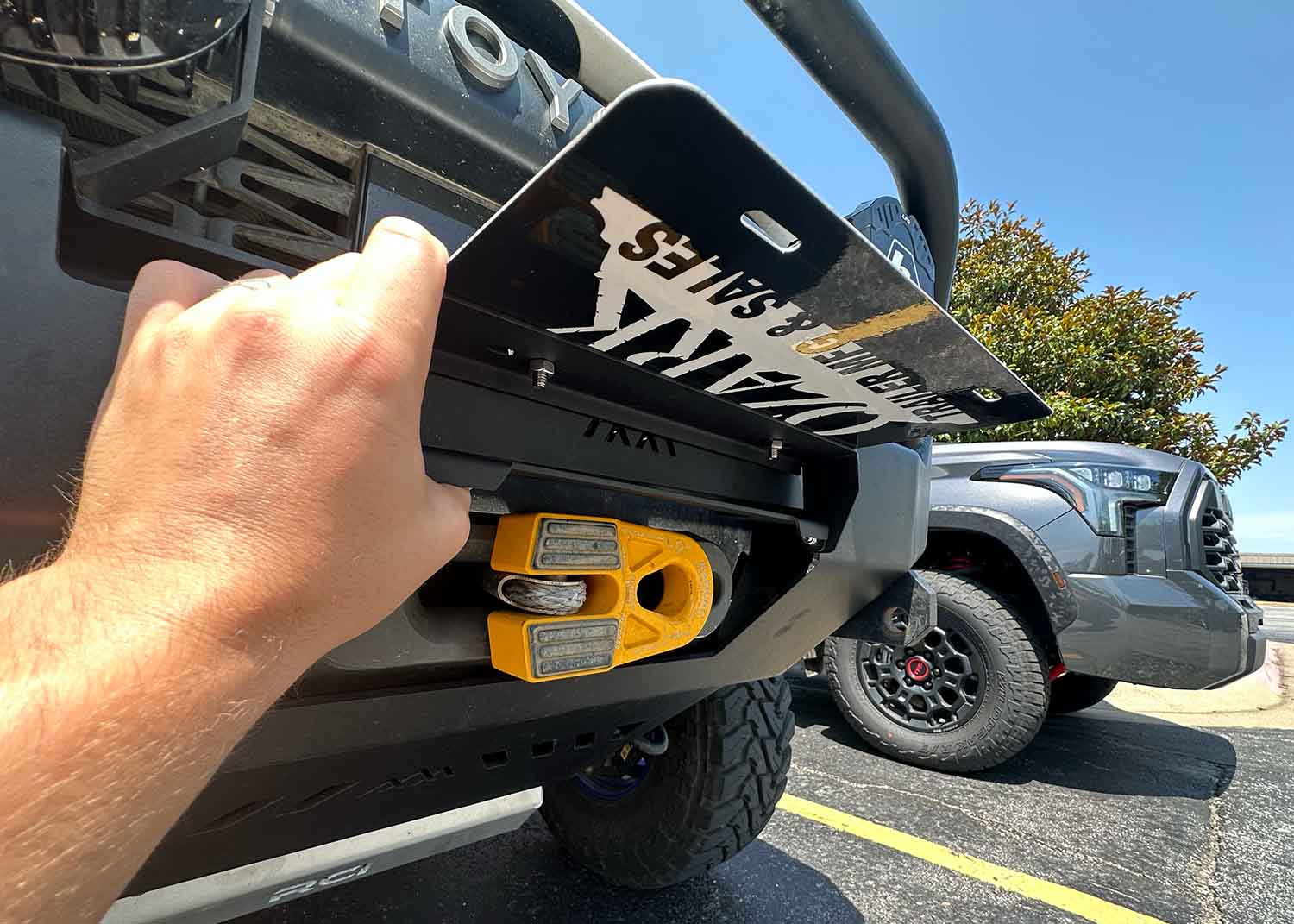 Flip Up Front License Plate Holder - Hawse Fairlead - TEQ Offroad